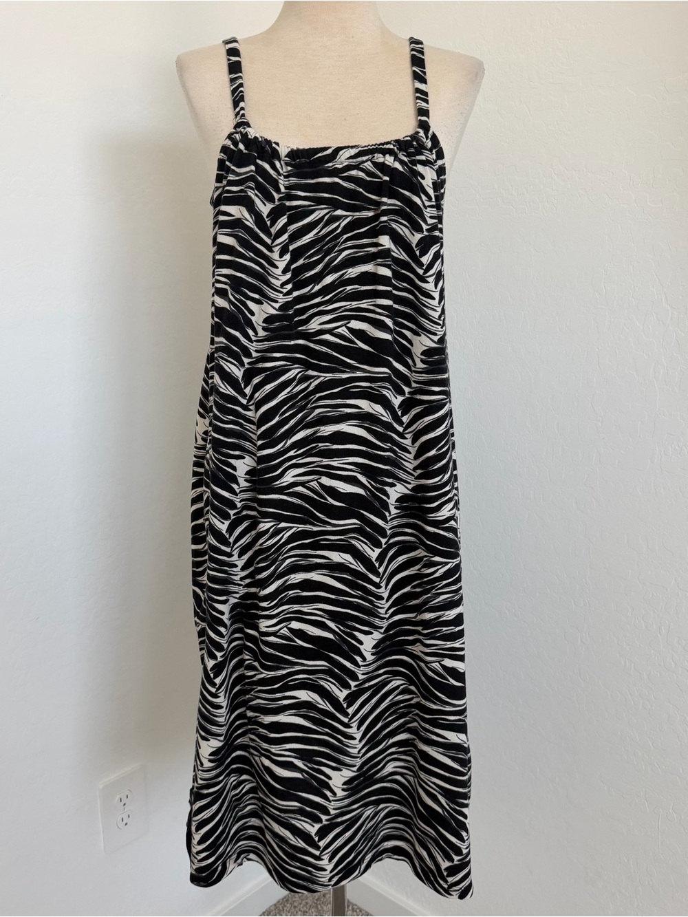 H&M Black & White Zebra-Pattern Slip Dress